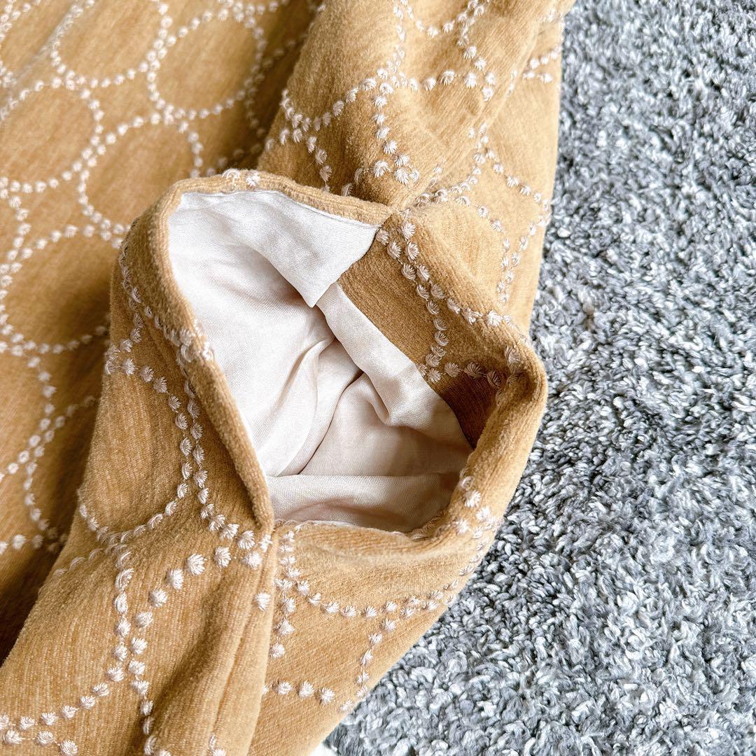 ミナペルホネン ワンピース ノースリーブ タンバリン 総柄 ベージュ 38 M