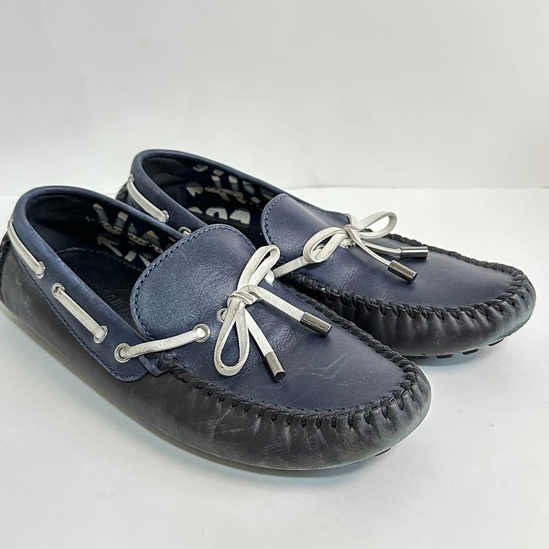 良品✨ルイヴィトン レザードライビングシューズ ネイビー 6 1/2