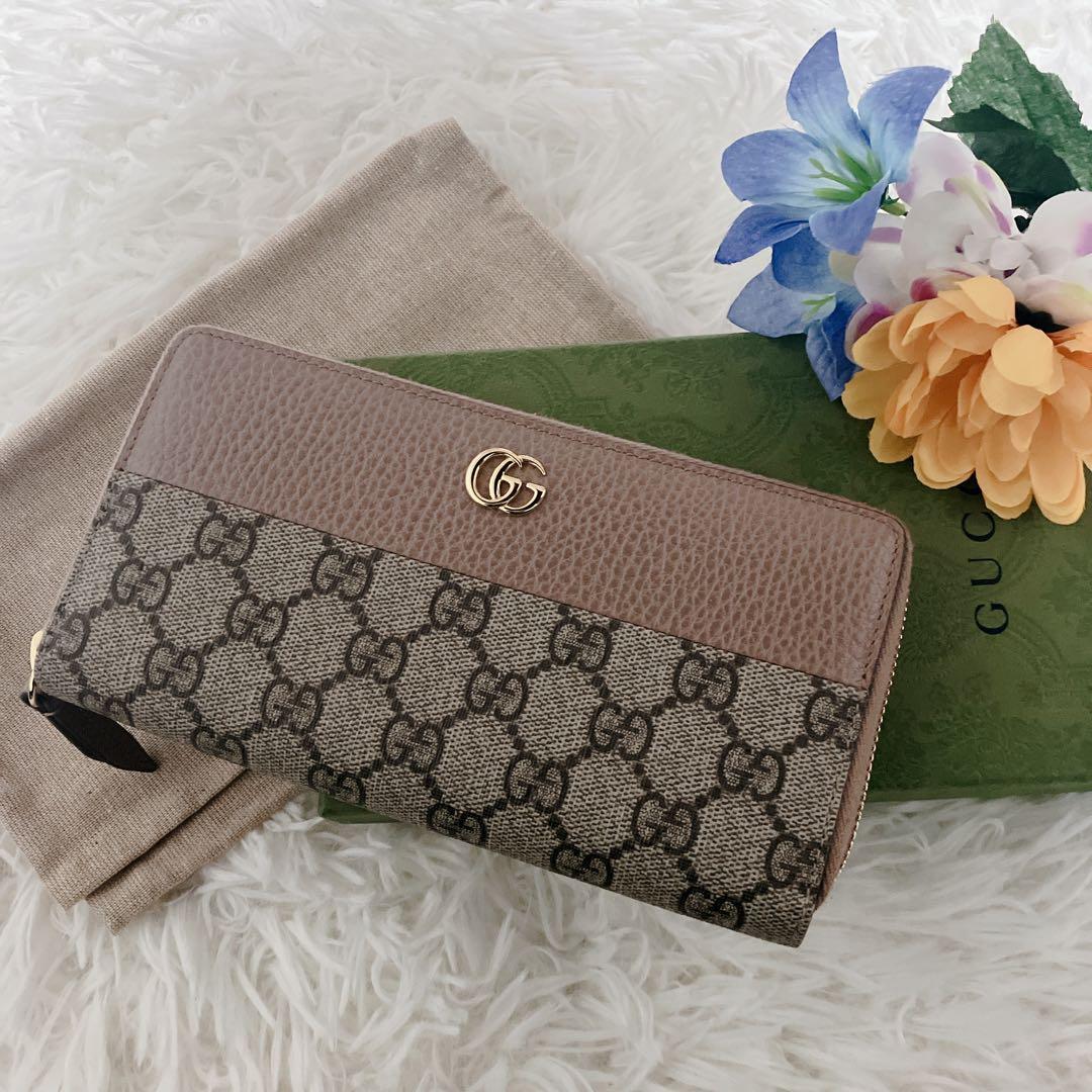 極美品 現行 GUCCI　長財布　マーモント　ラウンドファスナー　GGスプリーム