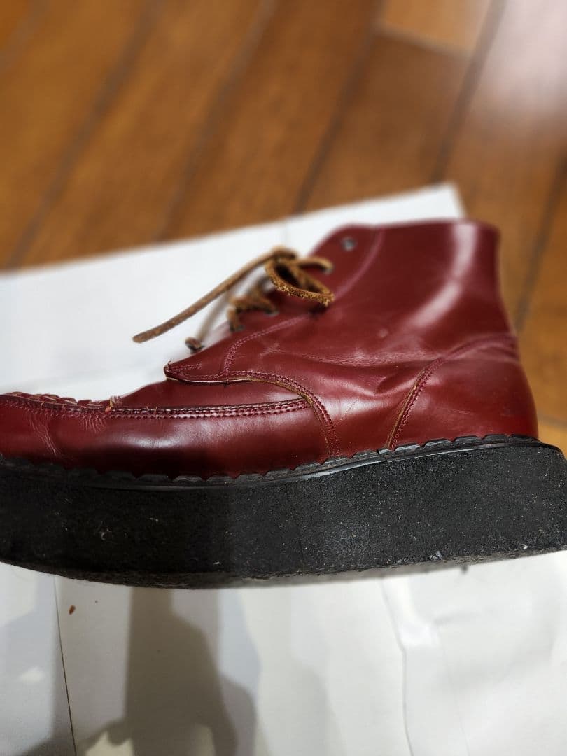ヨウジヤマモトY's for men 濃赤レザー 編み込みブーツ イングランド製