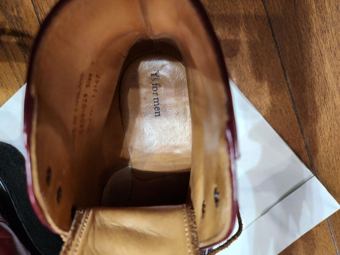 ヨウジヤマモトY's for men 濃赤レザー 編み込みブーツ イングランド製