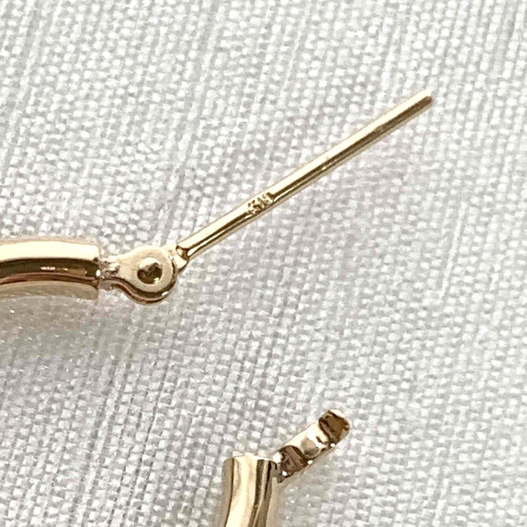 18金【2×15mm 定番フープピアス 】イエローゴールド K18刻印入 新品！
