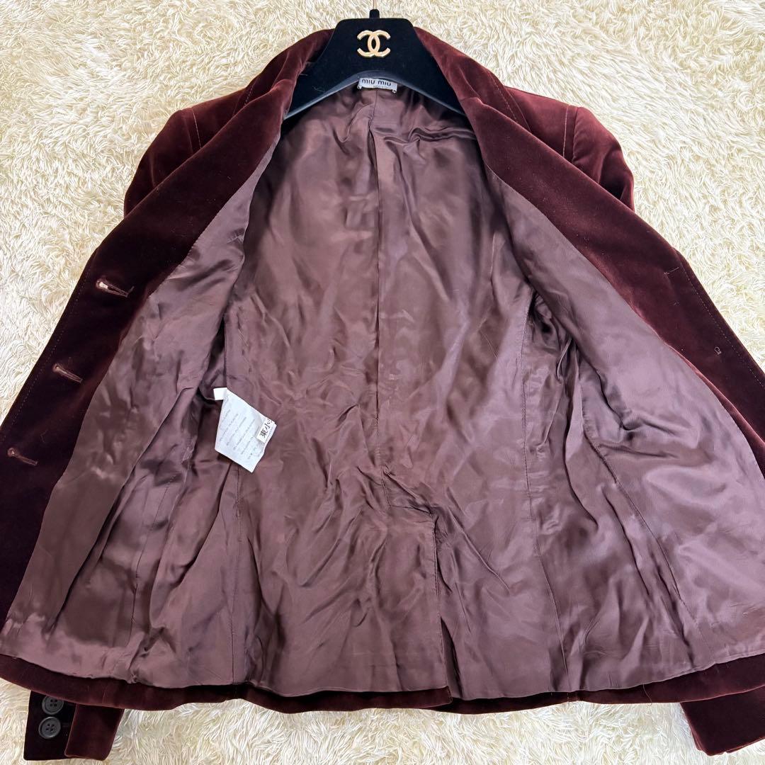 ミュウミュウ　miumiu テーラードジャケット ベロア　スエード　起毛