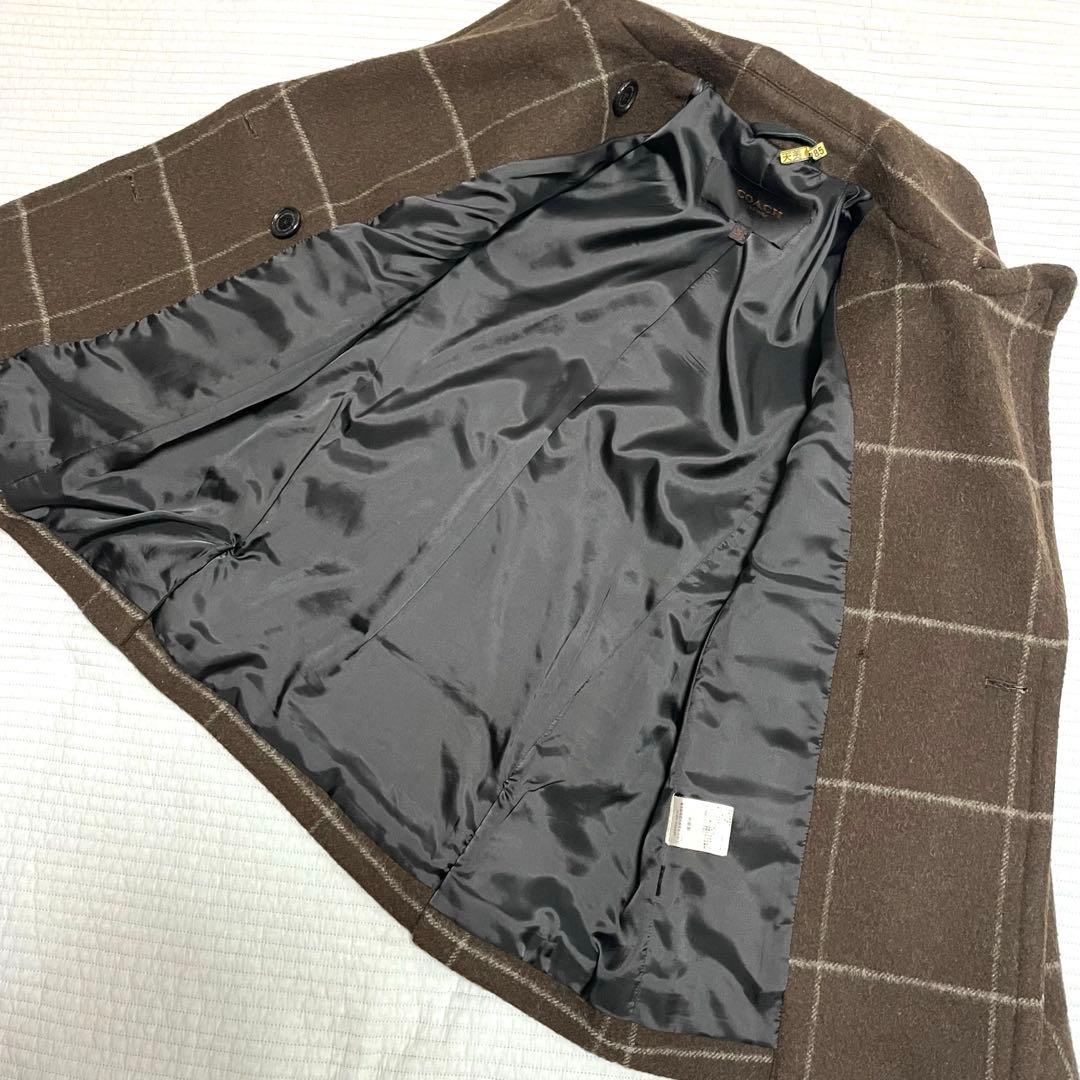 COACH コーチ ウール メルトン Pコート ダブル ウインドウペン　XS