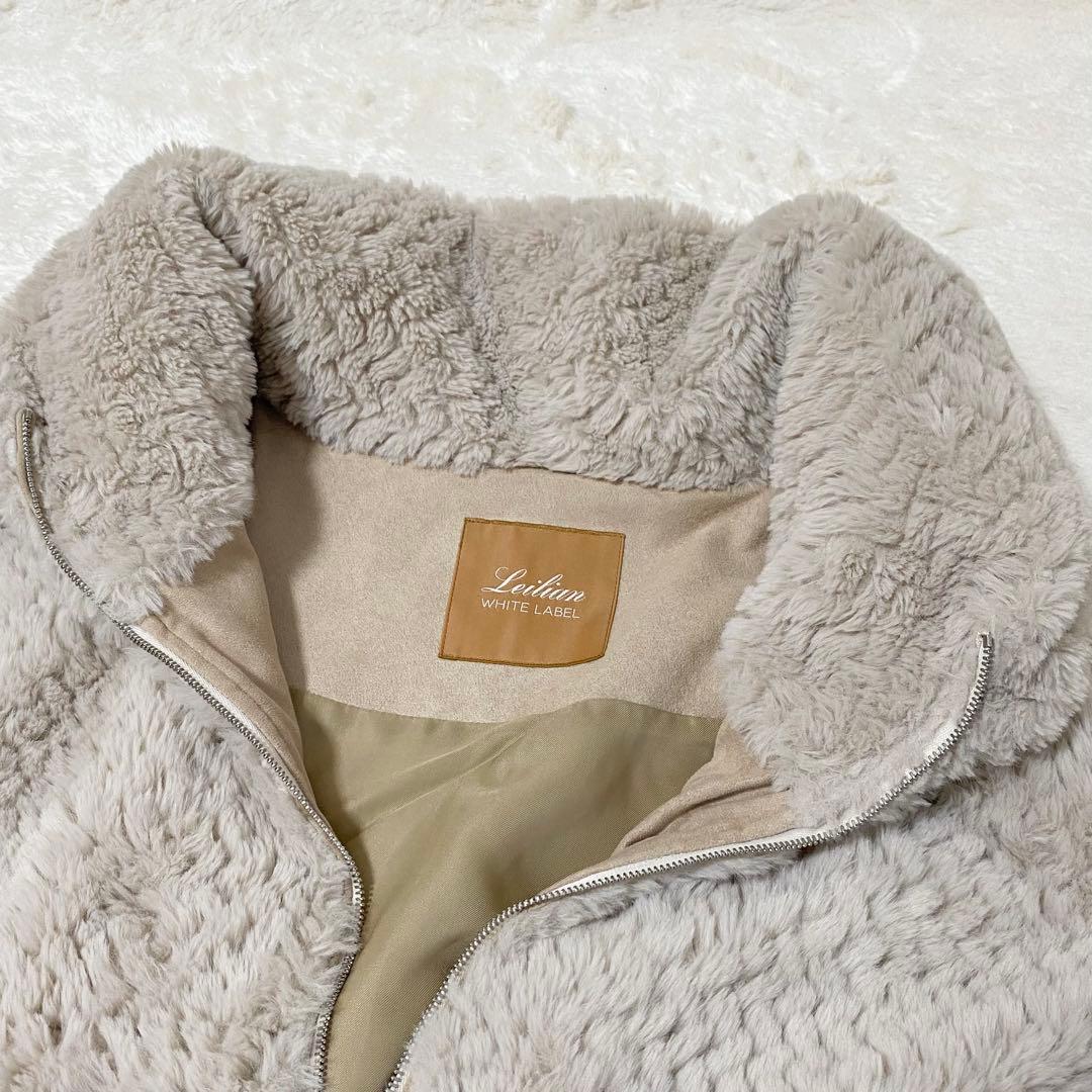 Leilian レリアン フェイクファー フーデッド ショートコート 日本製