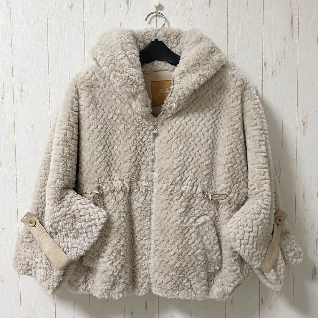 Leilian レリアン フェイクファー フーデッド ショートコート 日本製