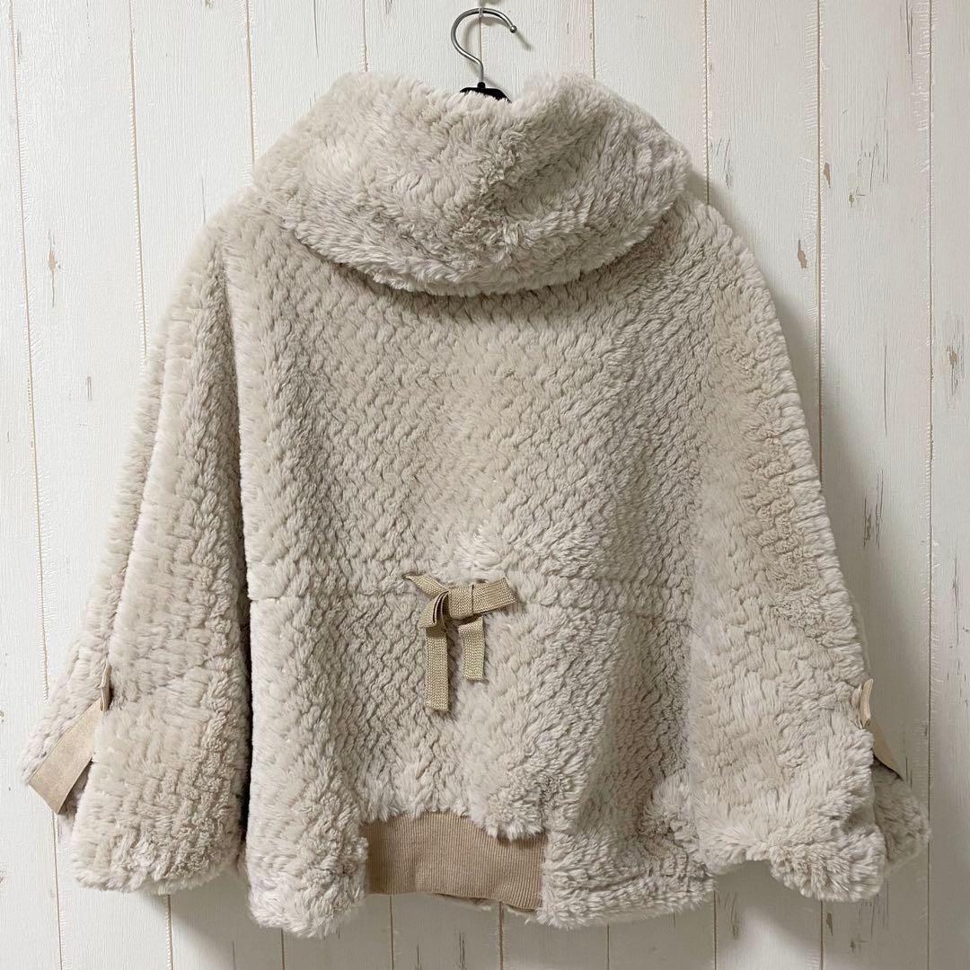 Leilian レリアン フェイクファー フーデッド ショートコート 日本製