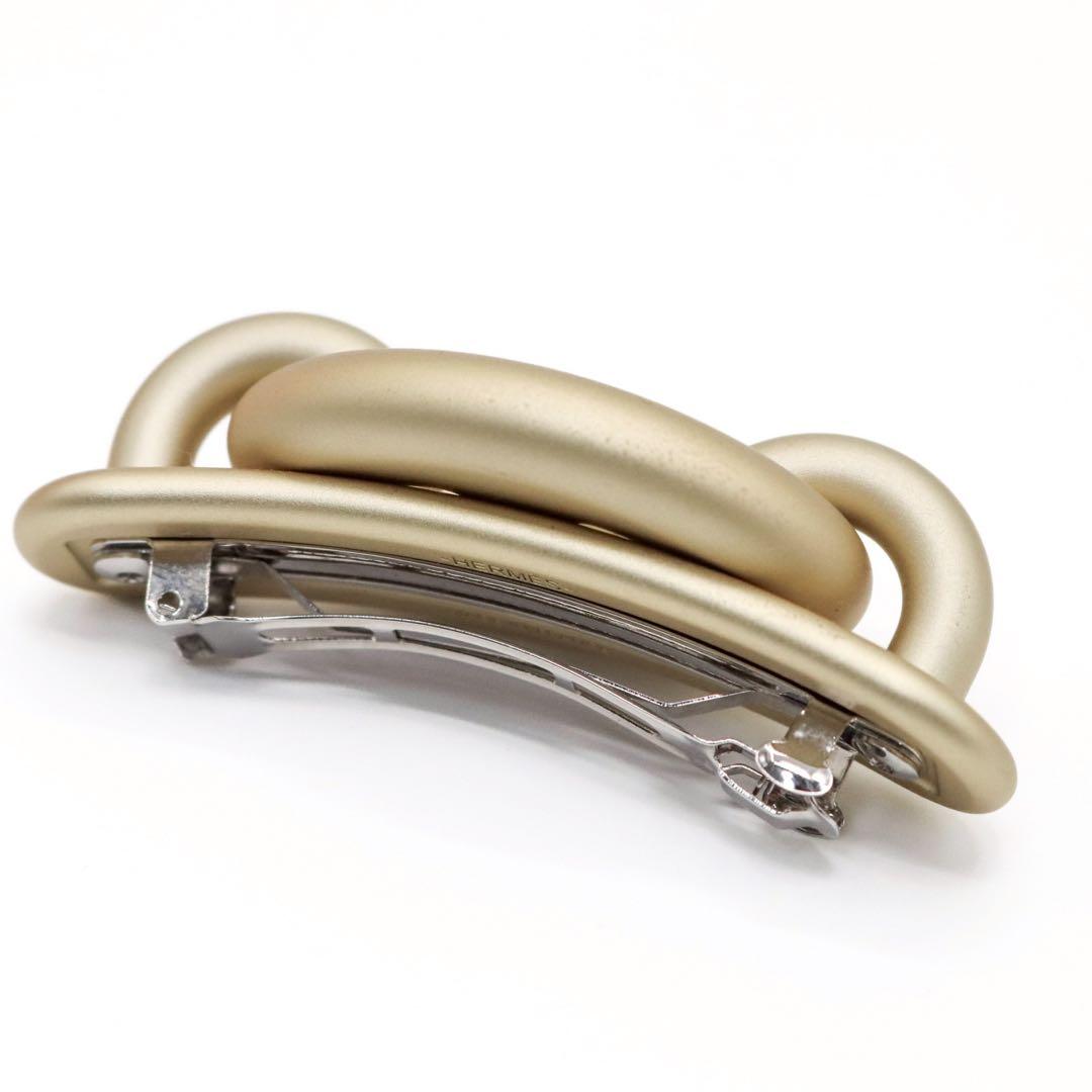 【極美品】エルメス トリ マイヨン シェーヌダンクル バレッタ GP ゴールド