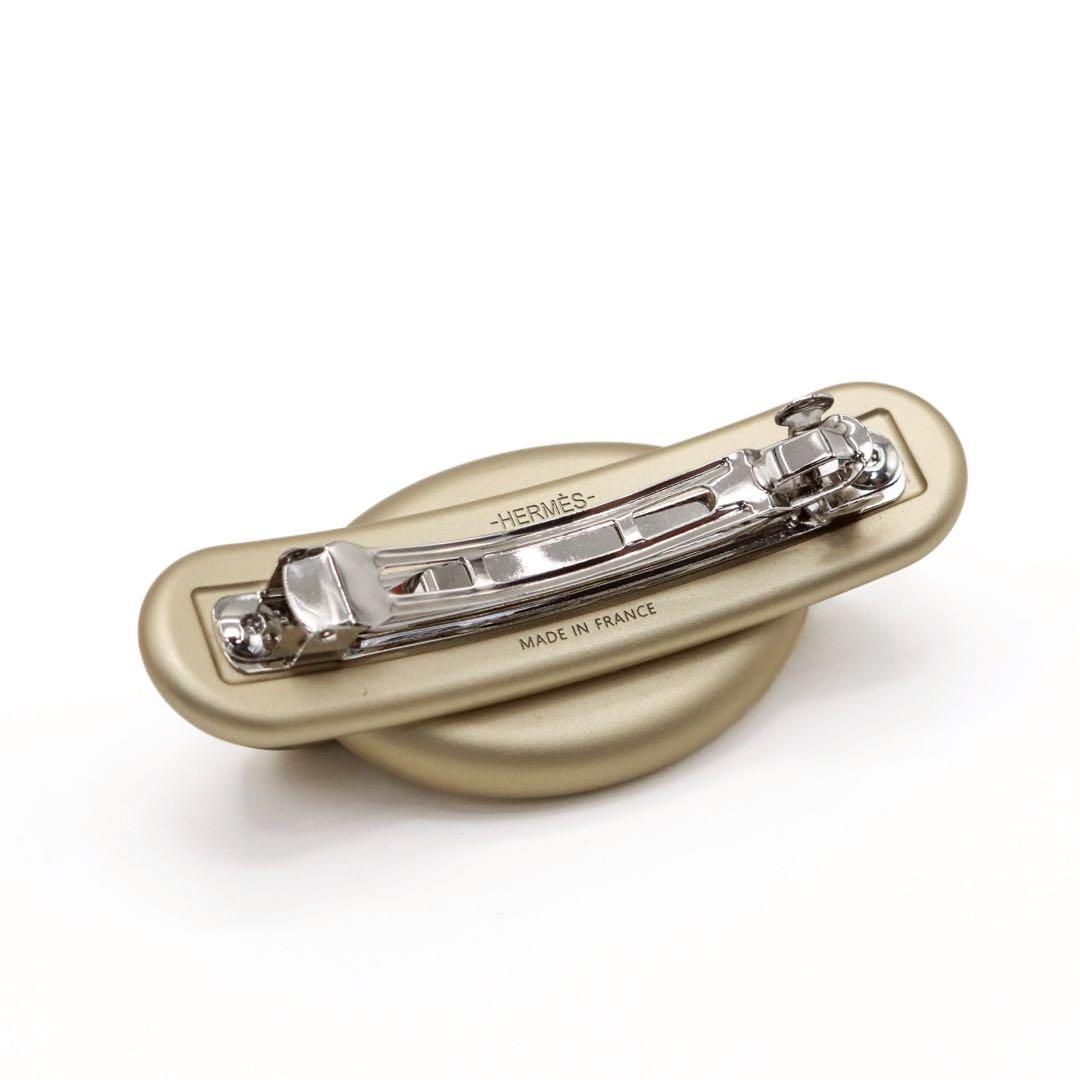 【極美品】エルメス トリ マイヨン シェーヌダンクル バレッタ GP ゴールド