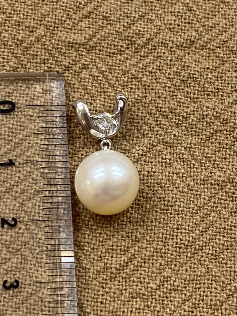 あこや真珠ptダイヤ ネックレス トップ 難あり