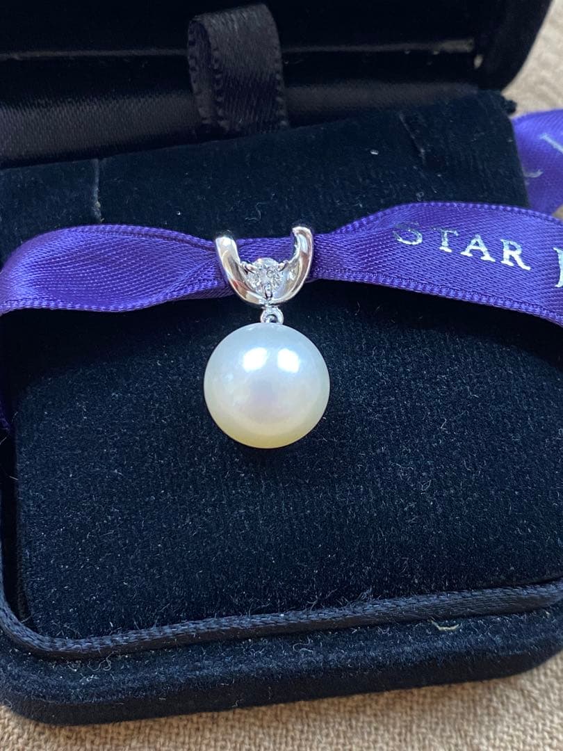 あこや真珠ptダイヤ ネックレス トップ 難あり