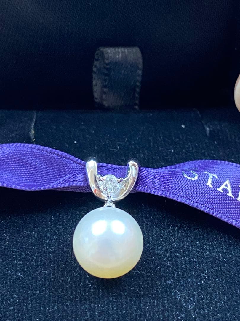 あこや真珠ptダイヤ ネックレス トップ 難あり