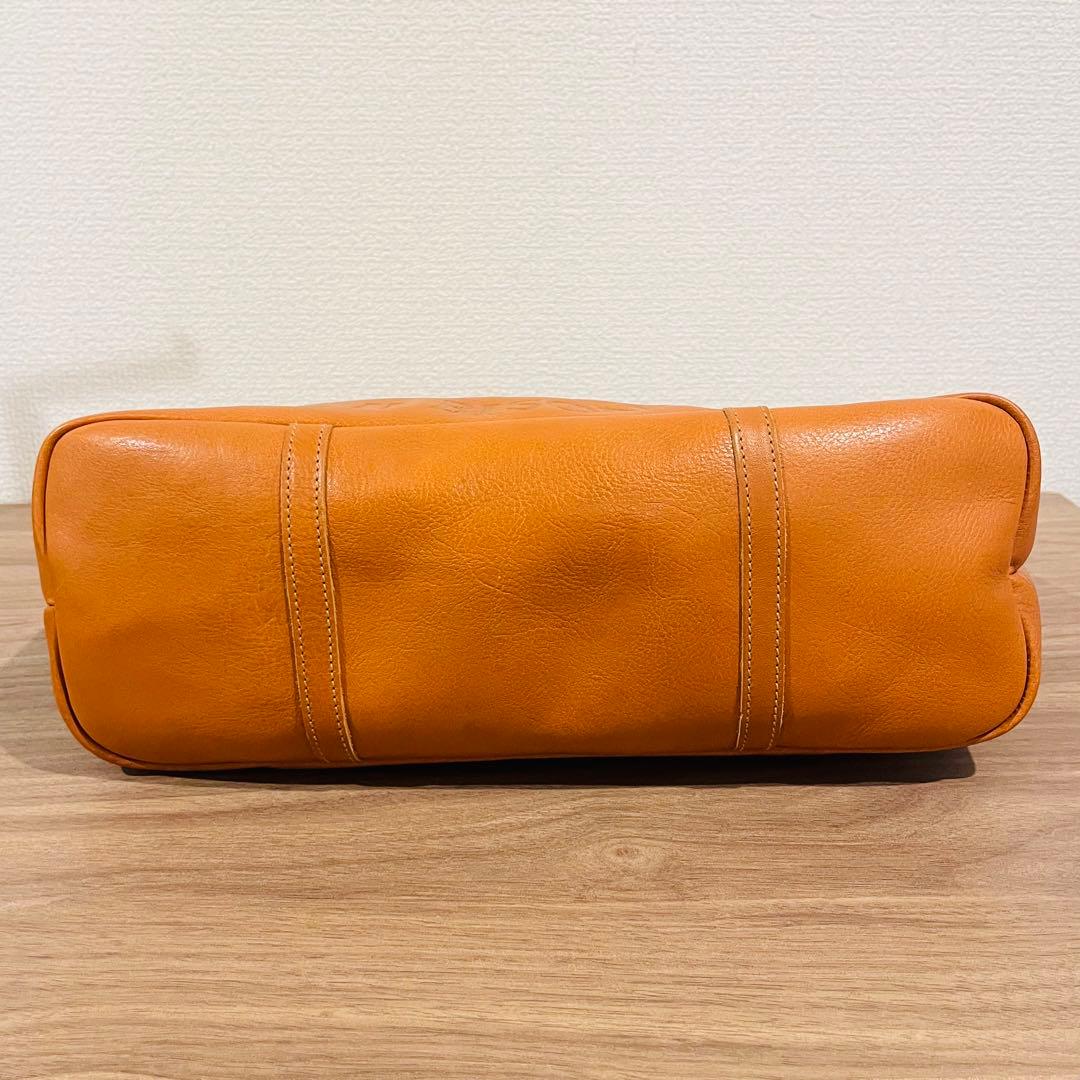 【極美品】イルビゾンテ トートバッグ レザー 型押しロゴ キャメル ハンドバッグ