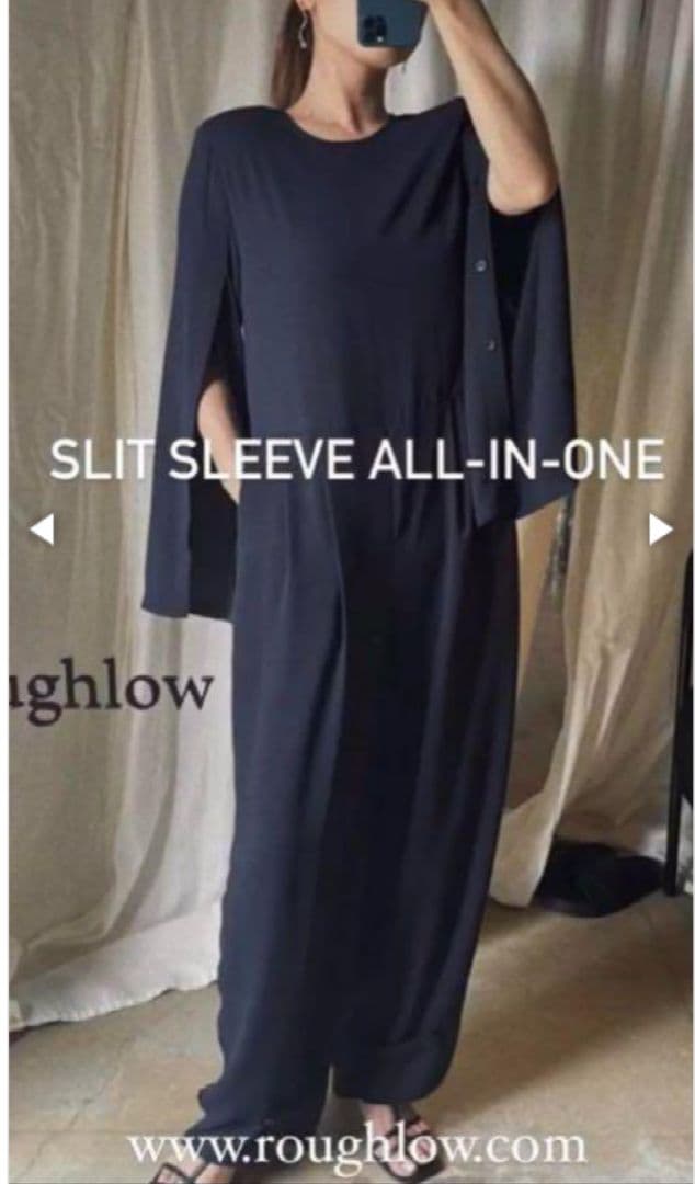 roughlow slit sleeve オールインワン　ネイビー　新品