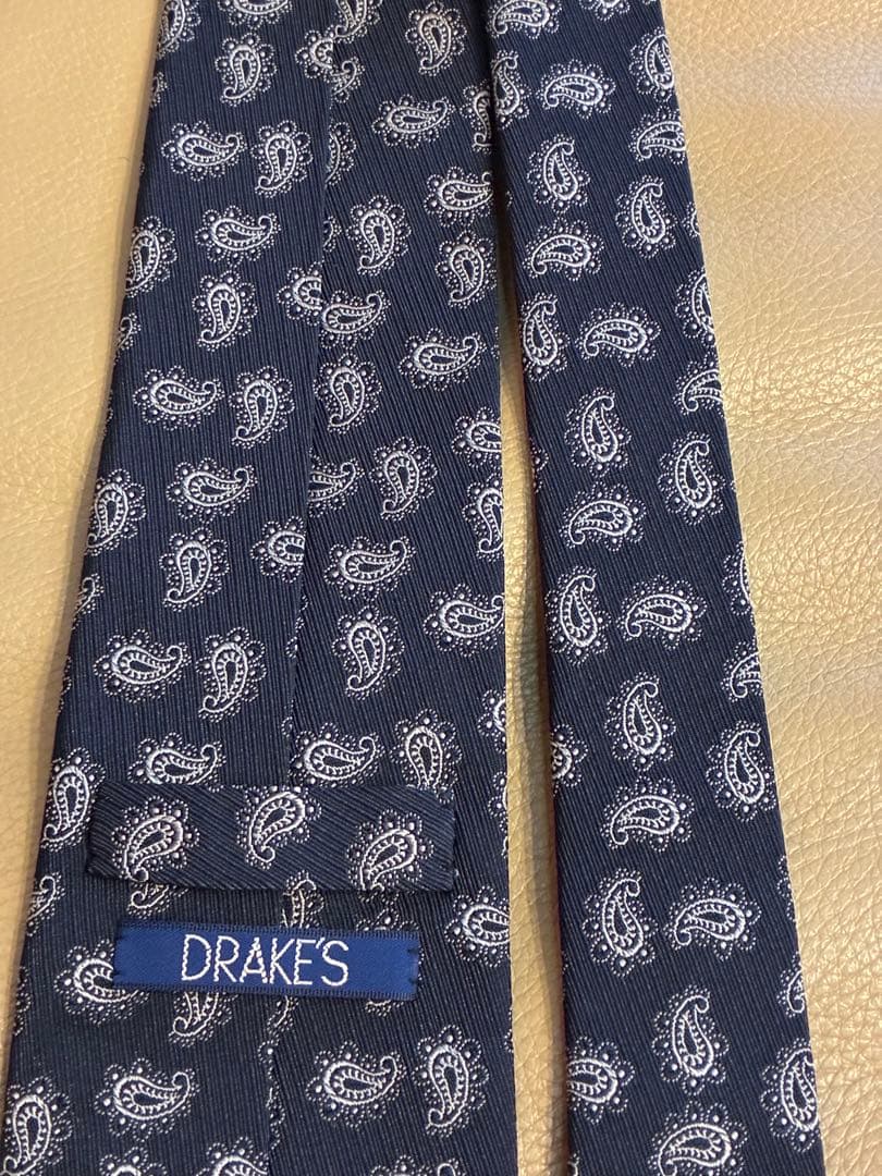 【未使用】ドレイクス　ダークネイビー　ペイズリー柄　ネクタイ