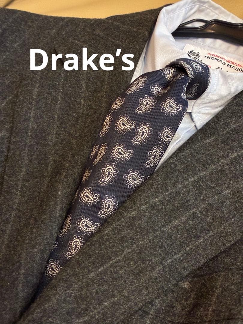 【未使用】ドレイクス　ダークネイビー　ペイズリー柄　ネクタイ