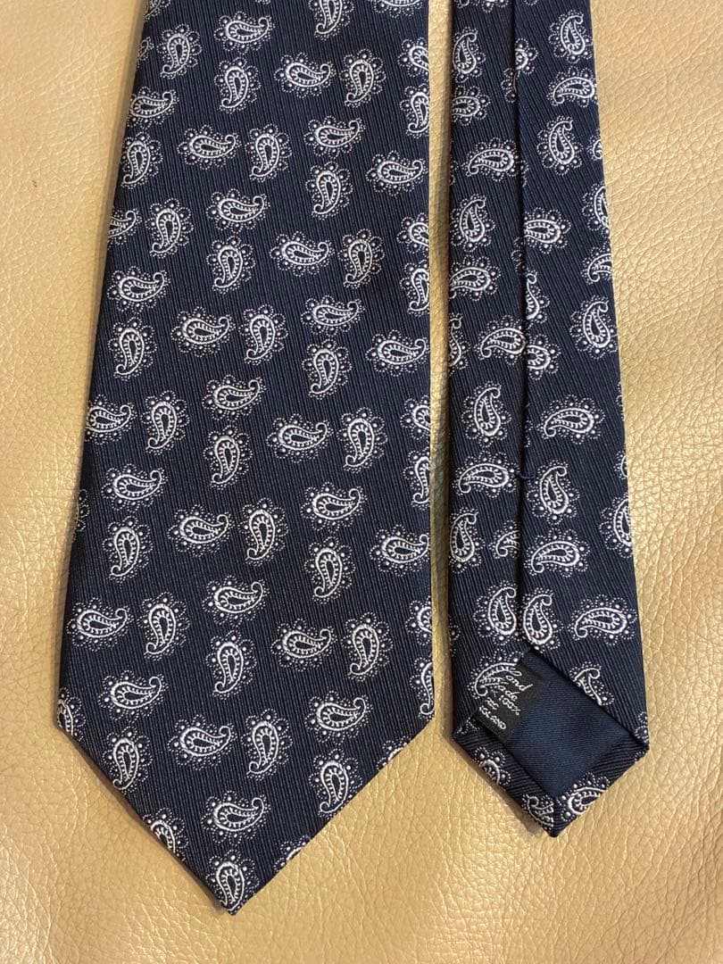 【未使用】ドレイクス　ダークネイビー　ペイズリー柄　ネクタイ
