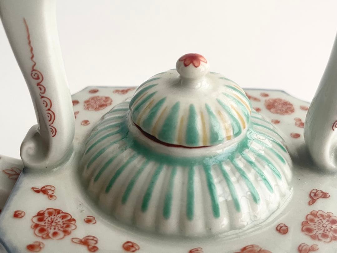 骨董　アンティーク　古伊万里　色絵　窓絵花散らし文様　汁次　すまし注　水注　銚子