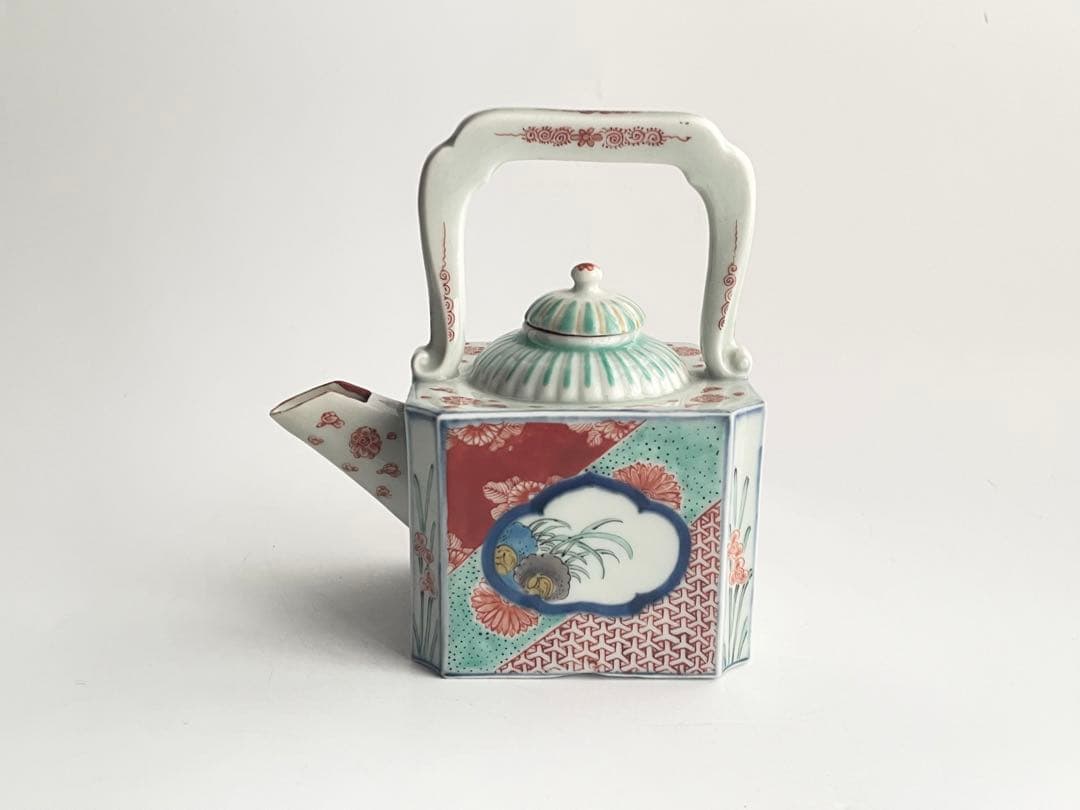 骨董　アンティーク　古伊万里　色絵　窓絵花散らし文様　汁次　すまし注　水注　銚子