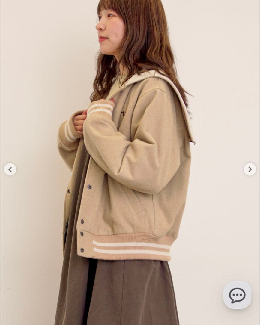 新品タグ付き　サマンサモスモス　ウール混セーラーカラー2WAY刺繍スタジャン　茶