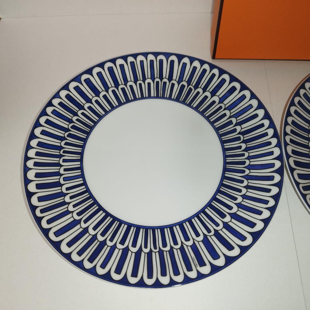 【訳あり】エルメス デザートプレート2枚セット〈ブルーダイユール〉