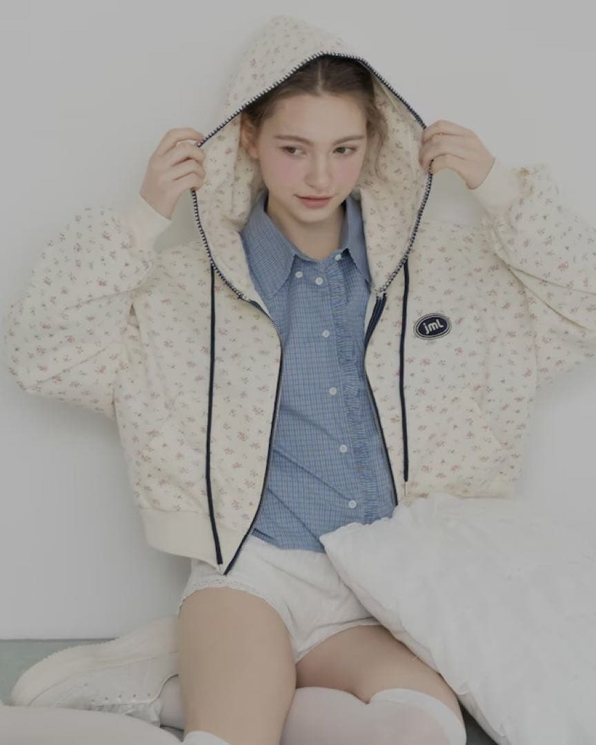 ジュメロ jumelle 花柄ステッチフーディー パーカー フーディー