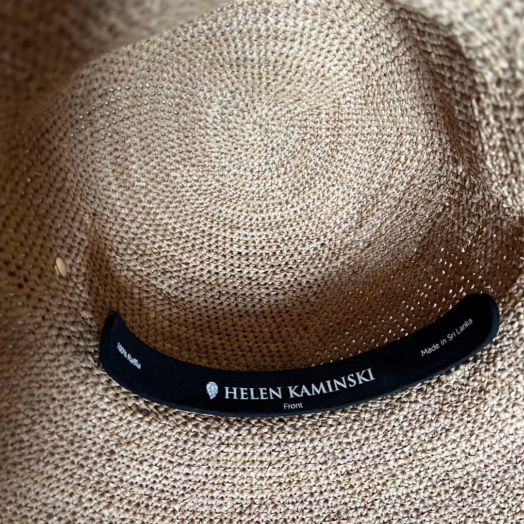 ヘレンカミンスキー ベージュ ストローハット リボン付き