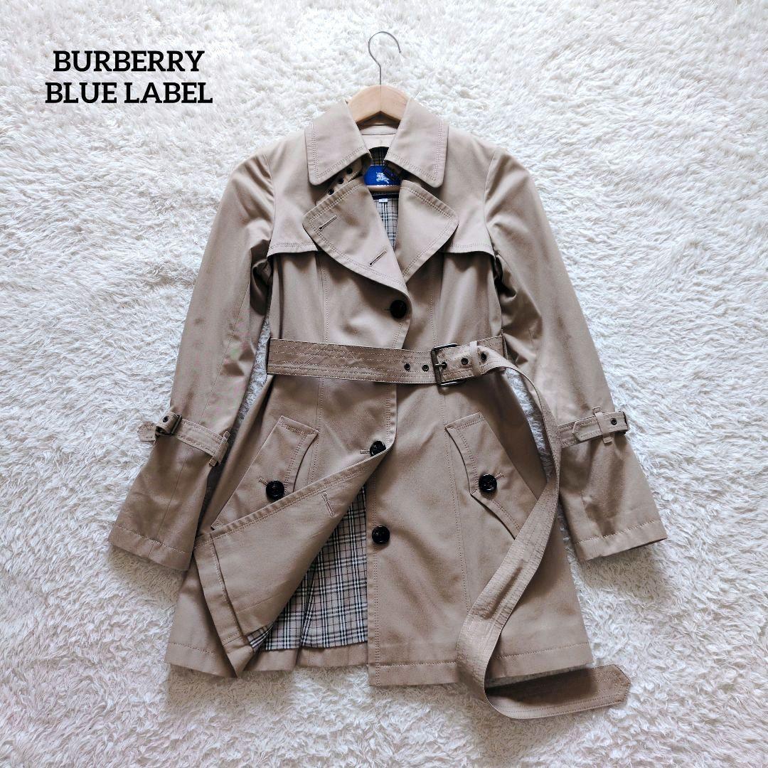 バーバリーブルーレーベル　トレンチコート　ノバチェック　シングル　ベージュ