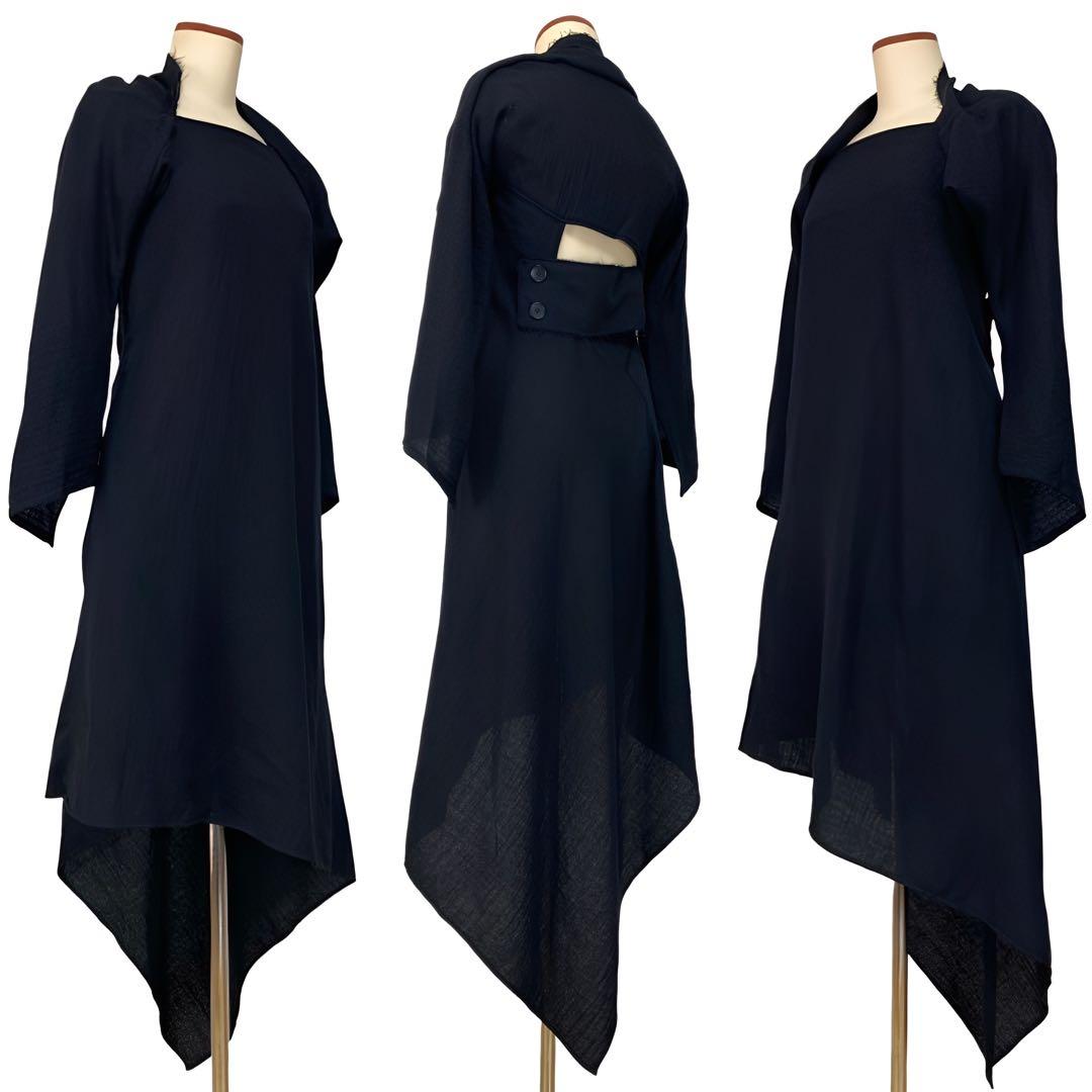 LIMI feu 24AW ウールサージ ドレープ ドレス 黒3