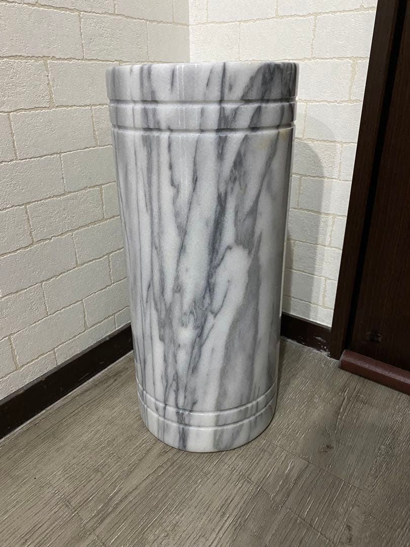 美品 大理石 傘立て 白/グレー マーブル柄 玄関装飾 アンブレラスタンド