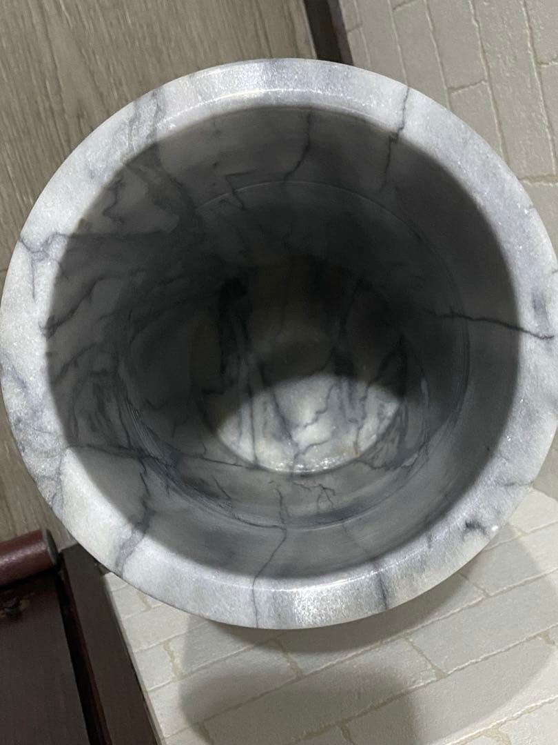 美品 大理石 傘立て 白/グレー マーブル柄 玄関装飾 アンブレラスタンド