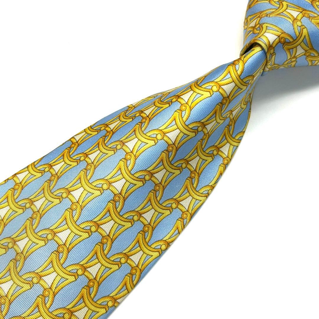 【新品タグ付き✨】ヴェルサーチ ネクタイ ライトブルー バロック柄 メドゥーサ