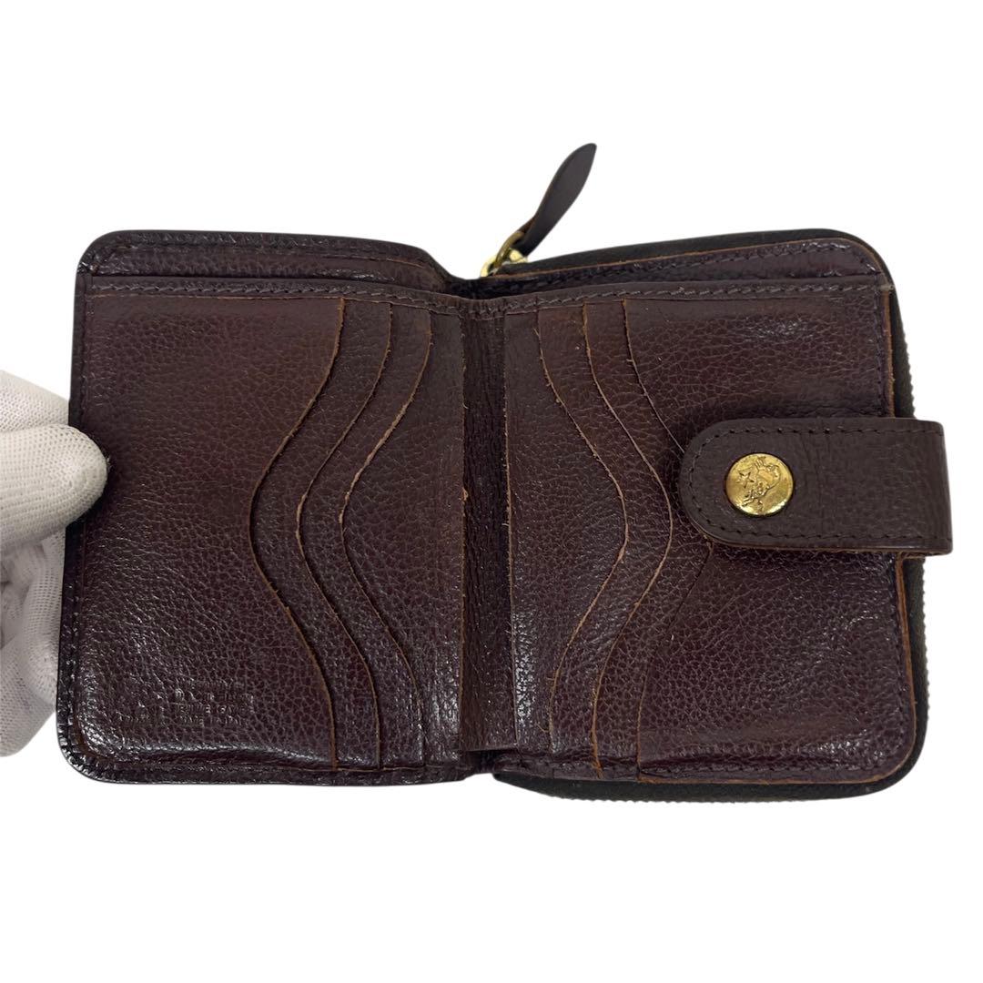 イルビゾンテ　二つ折り財布　ラウンドファスナー　コンパクトウォレット　本革　ロゴ