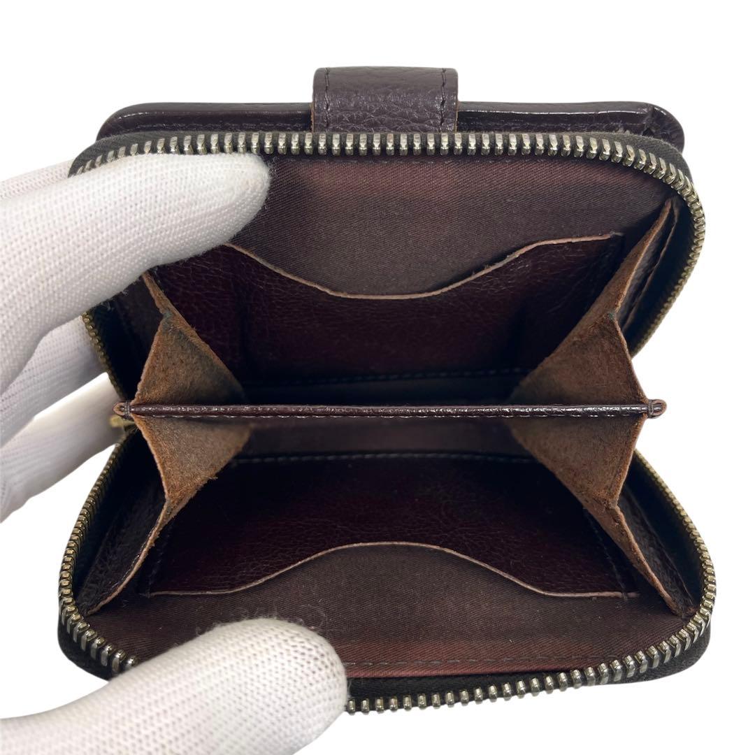 イルビゾンテ　二つ折り財布　ラウンドファスナー　コンパクトウォレット　本革　ロゴ