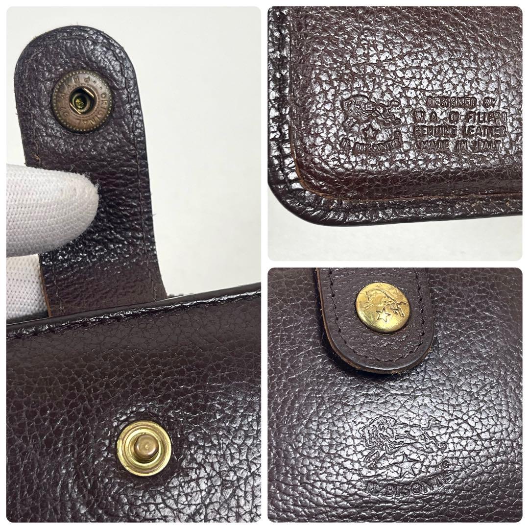 イルビゾンテ　二つ折り財布　ラウンドファスナー　コンパクトウォレット　本革　ロゴ