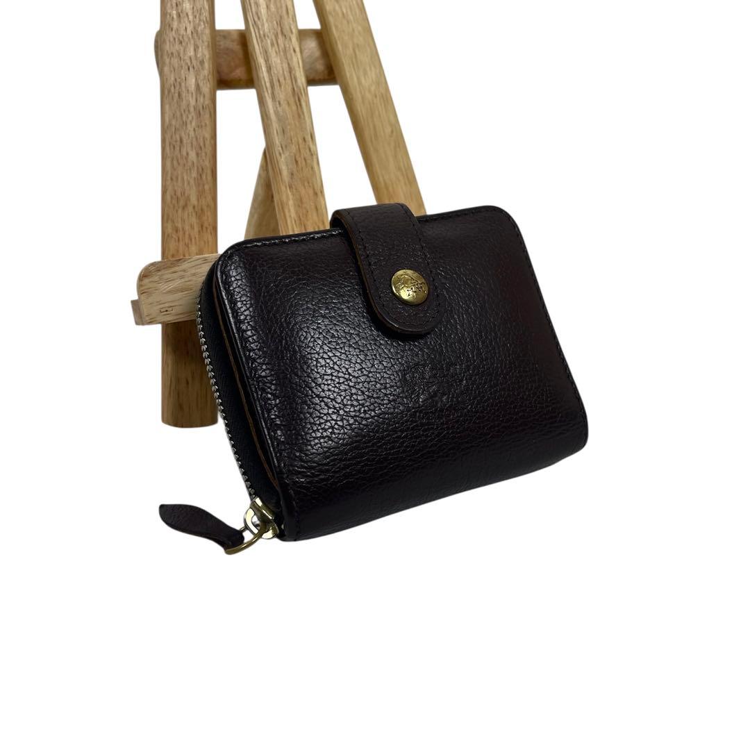 イルビゾンテ　二つ折り財布　ラウンドファスナー　コンパクトウォレット　本革　ロゴ