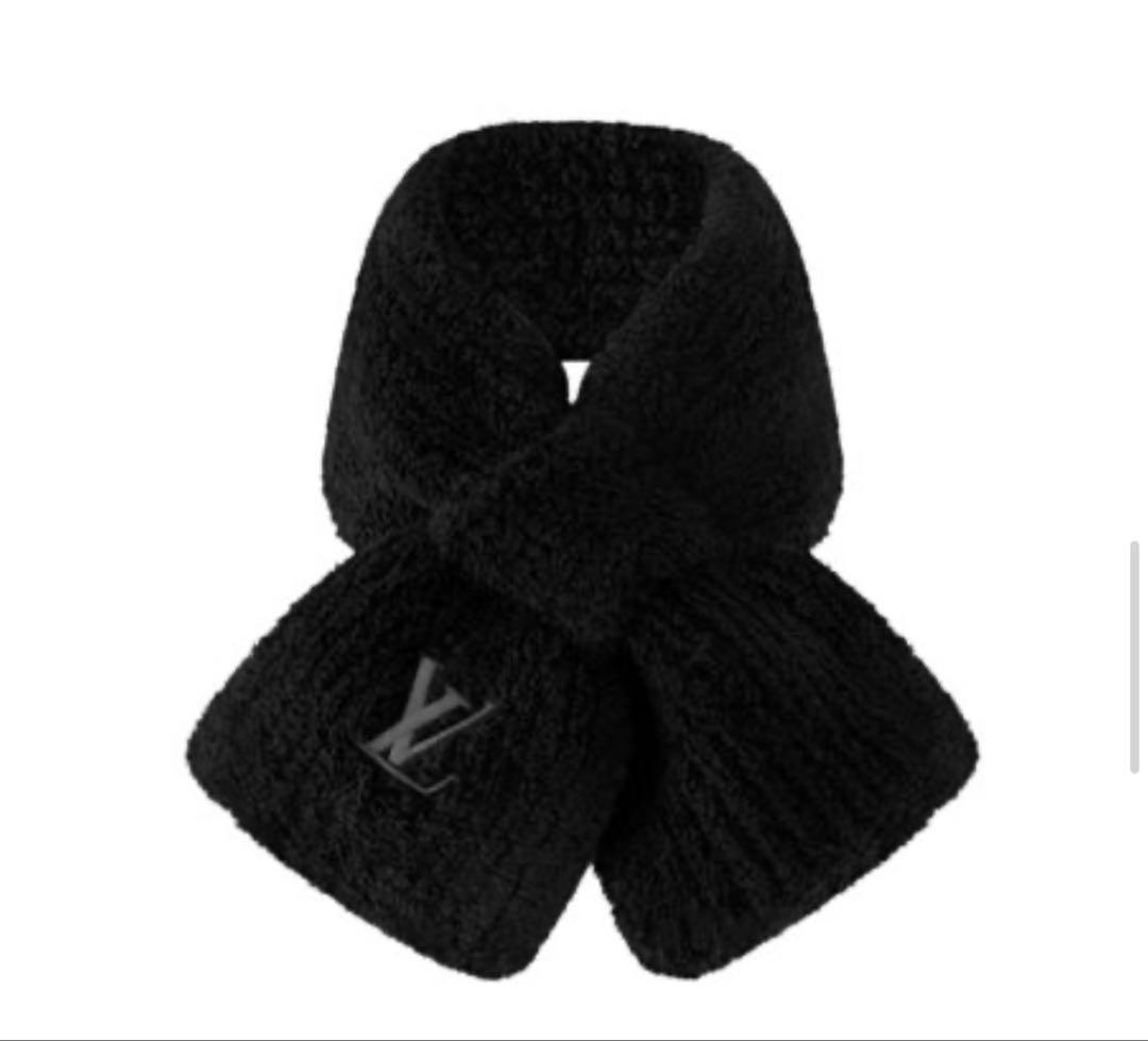 【希少】ルイヴィトン　ロゴマフラー黒