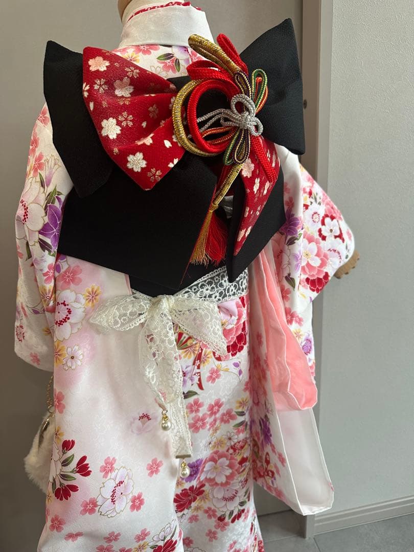 白　七五三　7歳　着物　フルセット　日本製