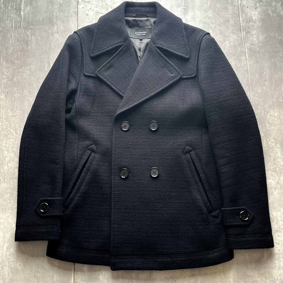 美品　Lサイズ　バーバリーブラックレーベル シャドーチェック ピーコート　羊毛
