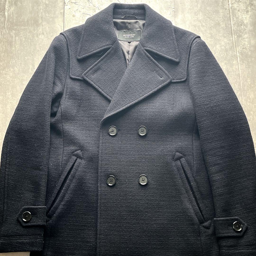 美品　Lサイズ　バーバリーブラックレーベル シャドーチェック ピーコート　羊毛