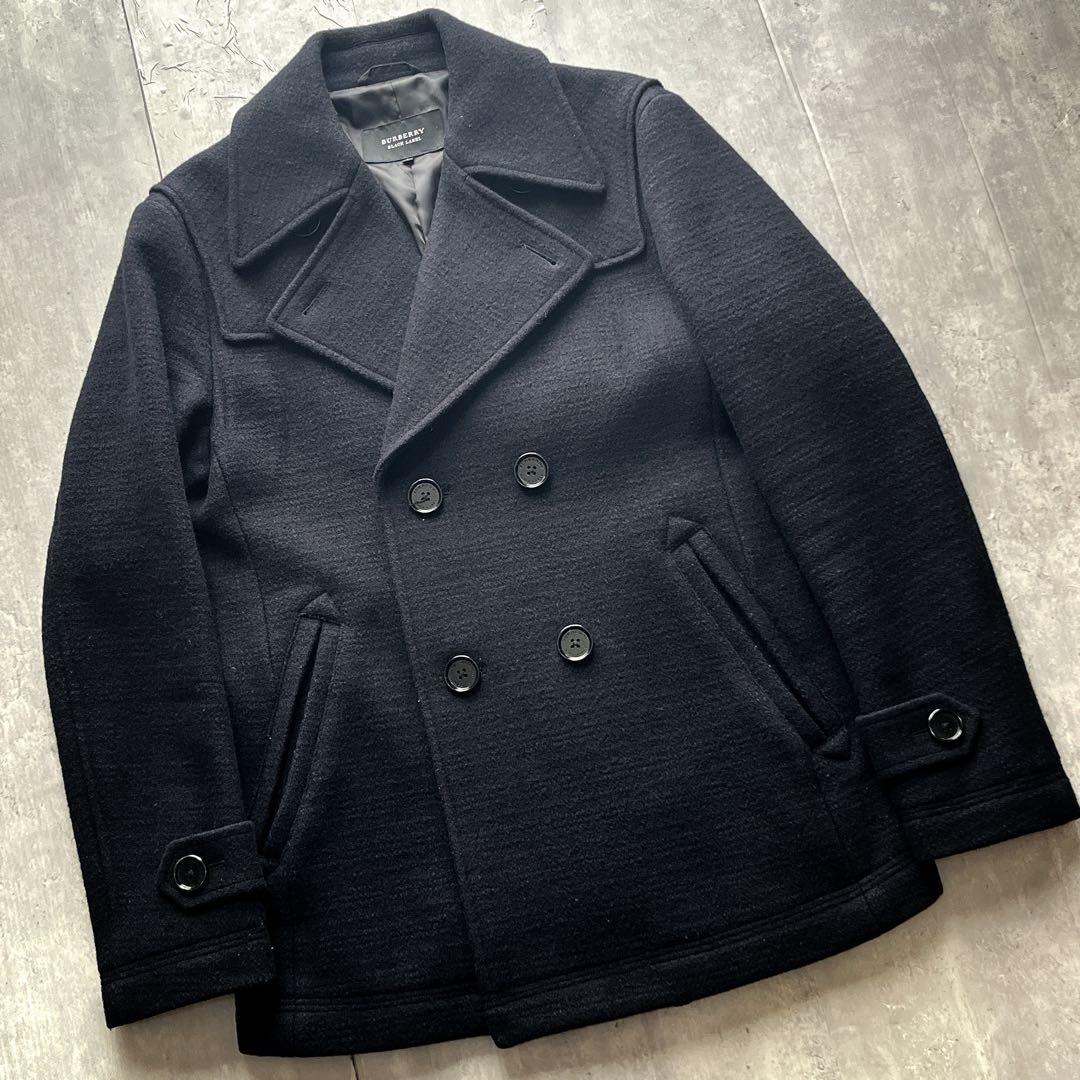 美品　Lサイズ　バーバリーブラックレーベル シャドーチェック ピーコート　羊毛