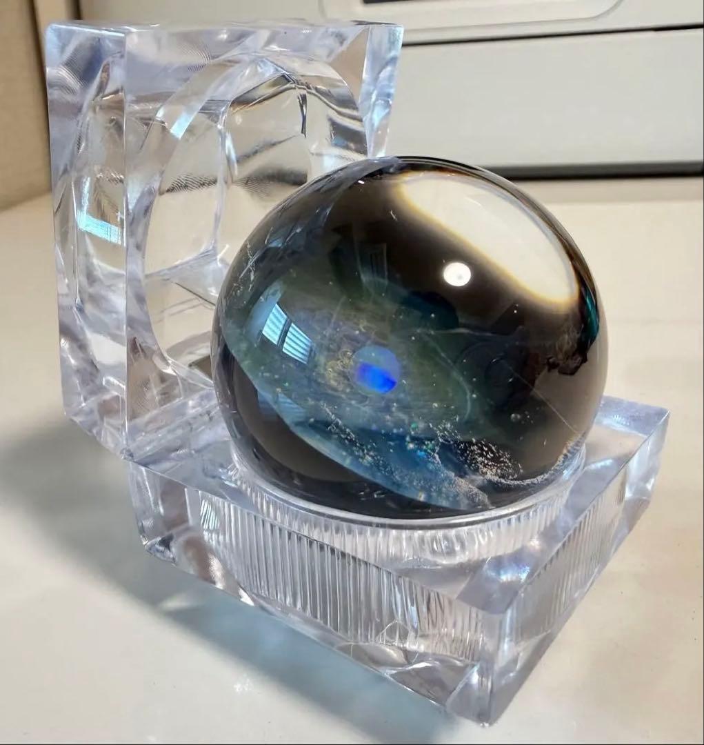 美品 ⭐️ 宇宙ガラス　大　手のひらサイズ　ガラス細工　ガラスアート　ラメ
