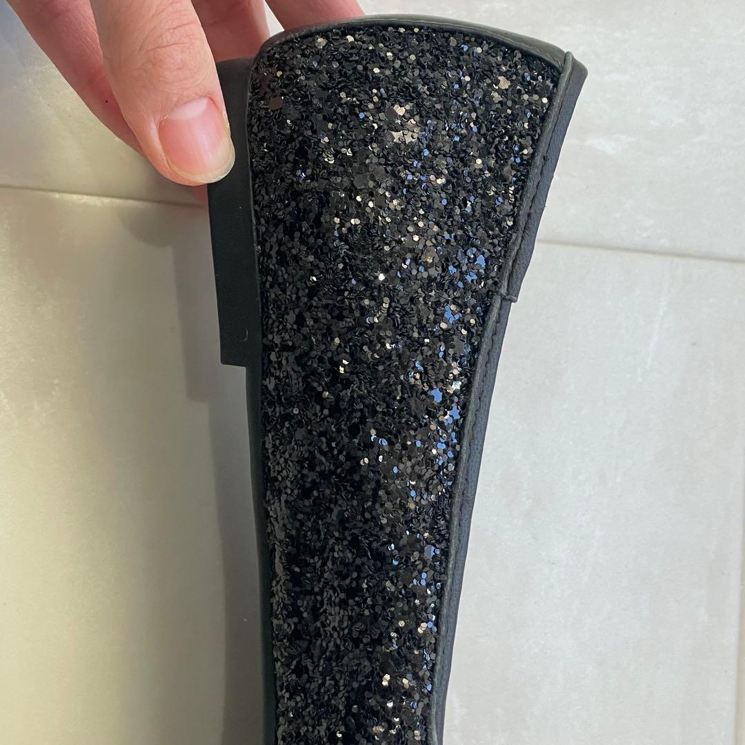 美品！ケイトスペード　グリッターパンプス　バレエシューズ　ブラック