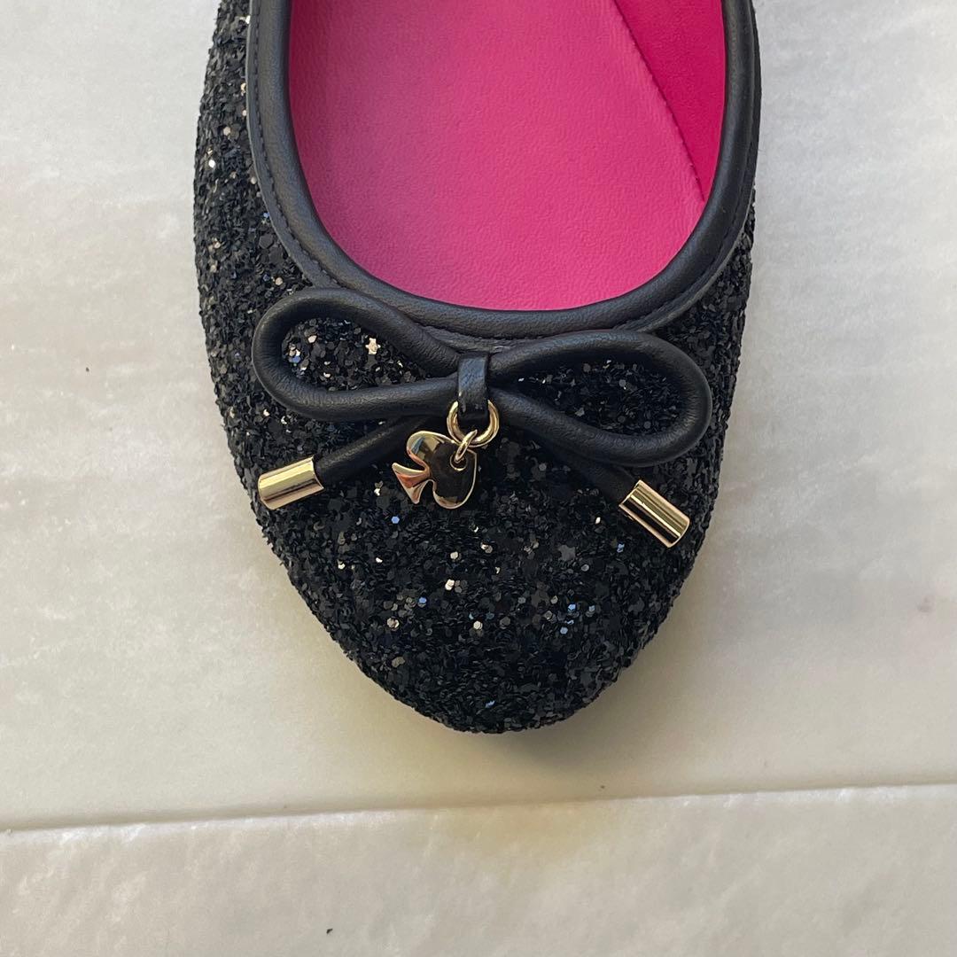 美品！ケイトスペード　グリッターパンプス　バレエシューズ　ブラック