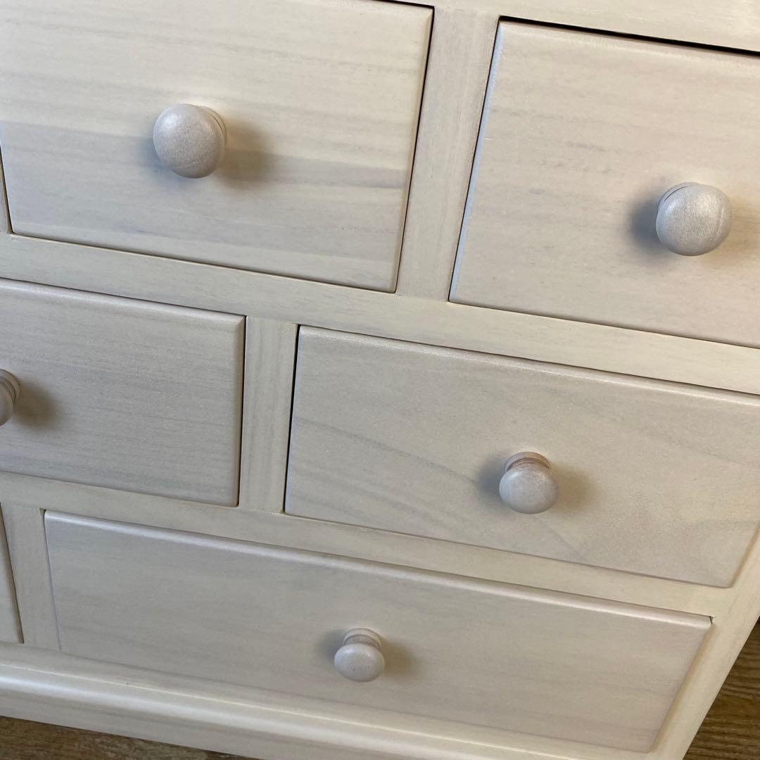 大幅値下げセール中！木製多引き出し桐チェストタンスCホワイト70㎝×41㎝横長