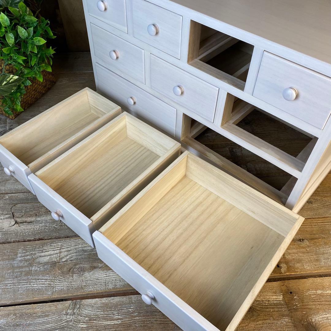 大幅値下げセール中！木製多引き出し桐チェストタンスCホワイト70㎝×41㎝横長