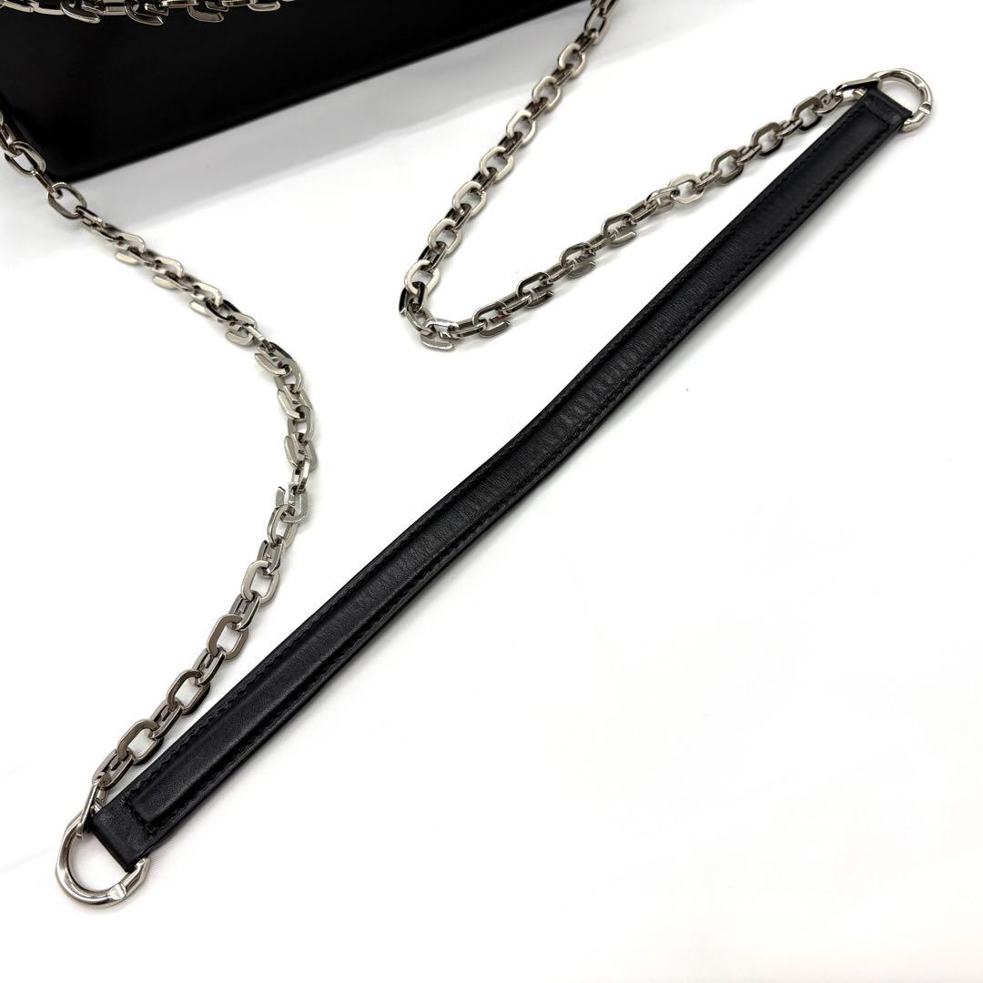 ジバンシィ レザー チェーンショルダーバッグ ブラック シルバー金具 正規品