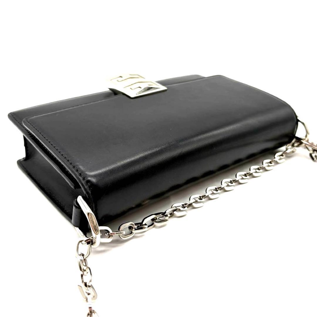 ジバンシィ レザー チェーンショルダーバッグ ブラック シルバー金具 正規品
