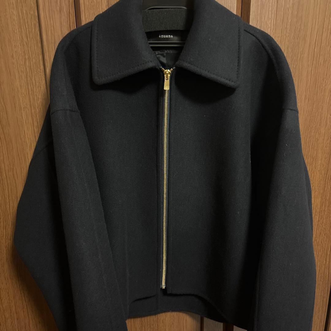 ❤️anuans❤️リバーウールショートコート　ネイビー
