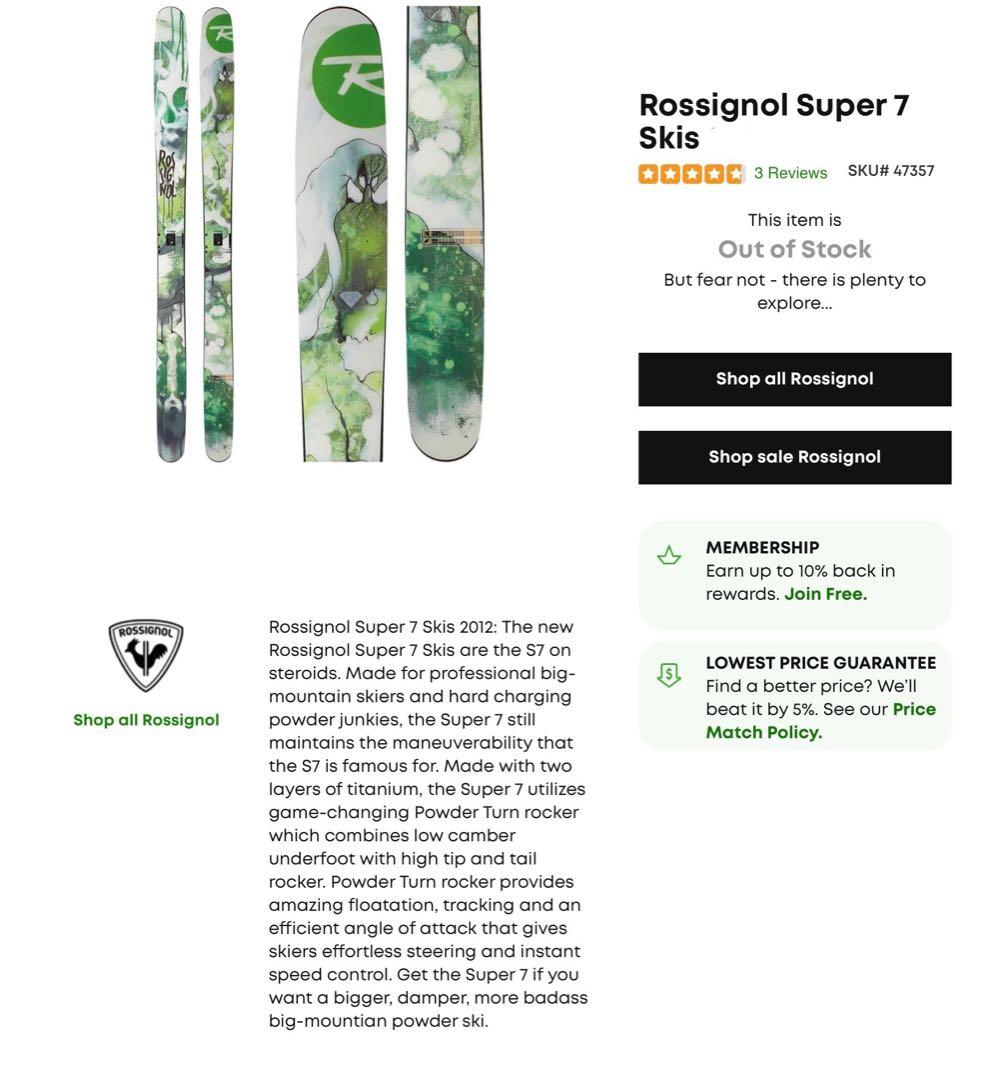 ロシニョール　Super7 188cm パウダースキー　さすがフランス！芸術的